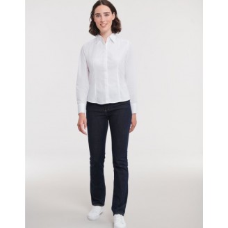 Ladies Long Sleeve Poly-Cotton Easy Care Fitted Poplin Shirt