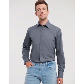 Men's Long Sleeve Poly-Cotton Easy Care Tailored Poplin Shirt