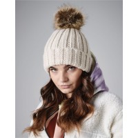 Beechfield Fur Pop Pom Chunky Beanie