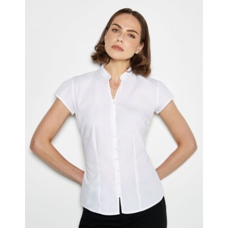 Ladies' Continental Blouse Mandarin Collar Cap Sleeve