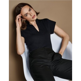 Ladies' Corporate Short Sleeve V-Neck Mandarin Collar Top