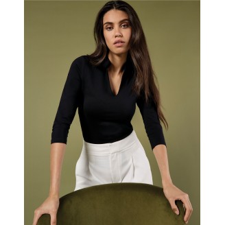 Womens Regular Fit Mandarin Collar Top