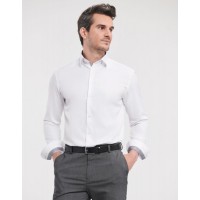 Men's Long Sleeve Tailored Contrast Herringbone Shirt 