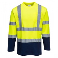 Two-Tone Long Sleeved Cotton Comfort T-Shirt