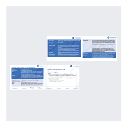 EU Drivers Hours & Working Time Limits - Quick View A6 Cards